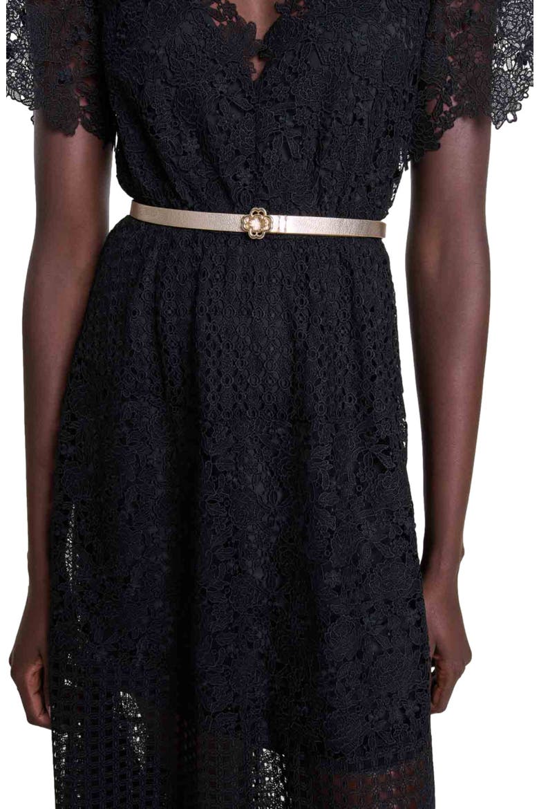 Slim belt with Clover buckle, Alternate, color, Light gold