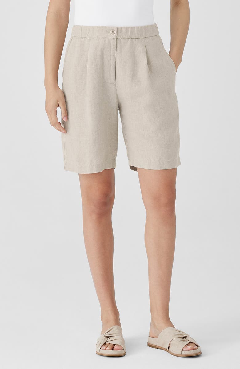 Eileen Fisher Organic Linen Shorts, Main, color, Unnat