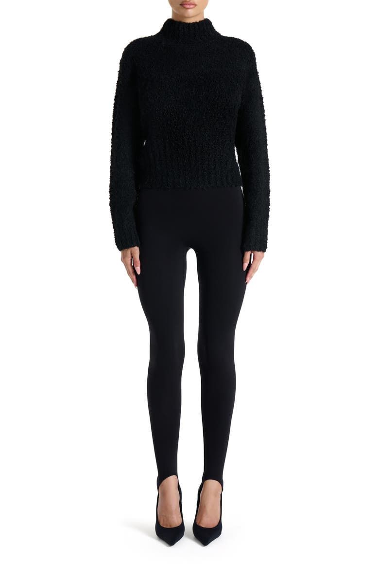 Naked Wardrobe Turtleneck Bouclé Sweater, Alternate, color, Black