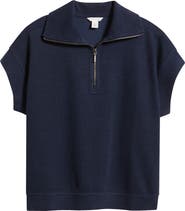 Caslon® Short Sleeve Quarter Zip Sweatshirt