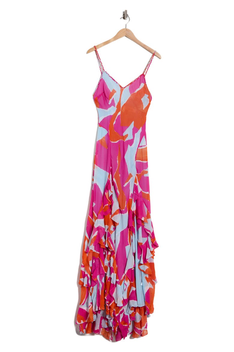 Stella Ruffle Maxi Dress, Alternate, color, ISLAND CAMO LARGE PINK