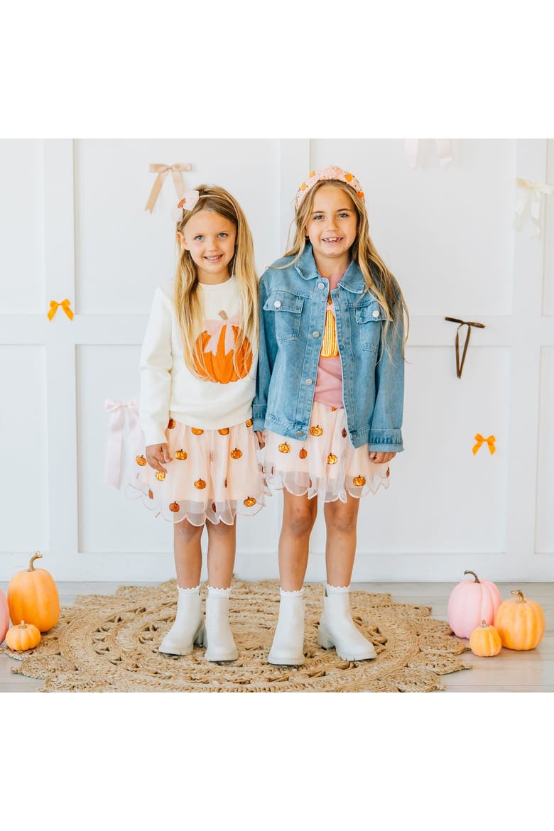 Pumpkin Sequin Patch Denim Jacket, Alternate, color, Denim