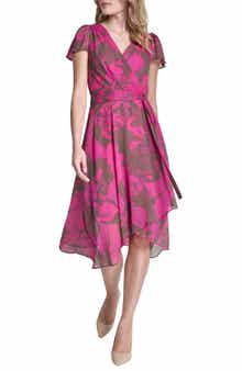 DKNY Flutter Sleeve Mock Wrap Dress