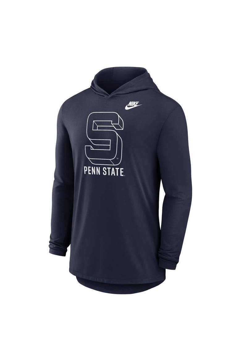 Men's Nike Navy Penn State Nittany Lions Legacy Tri-Blend Dri-FIT Long Sleeve Hoodie T-Shirt, Alternate, color, Navy