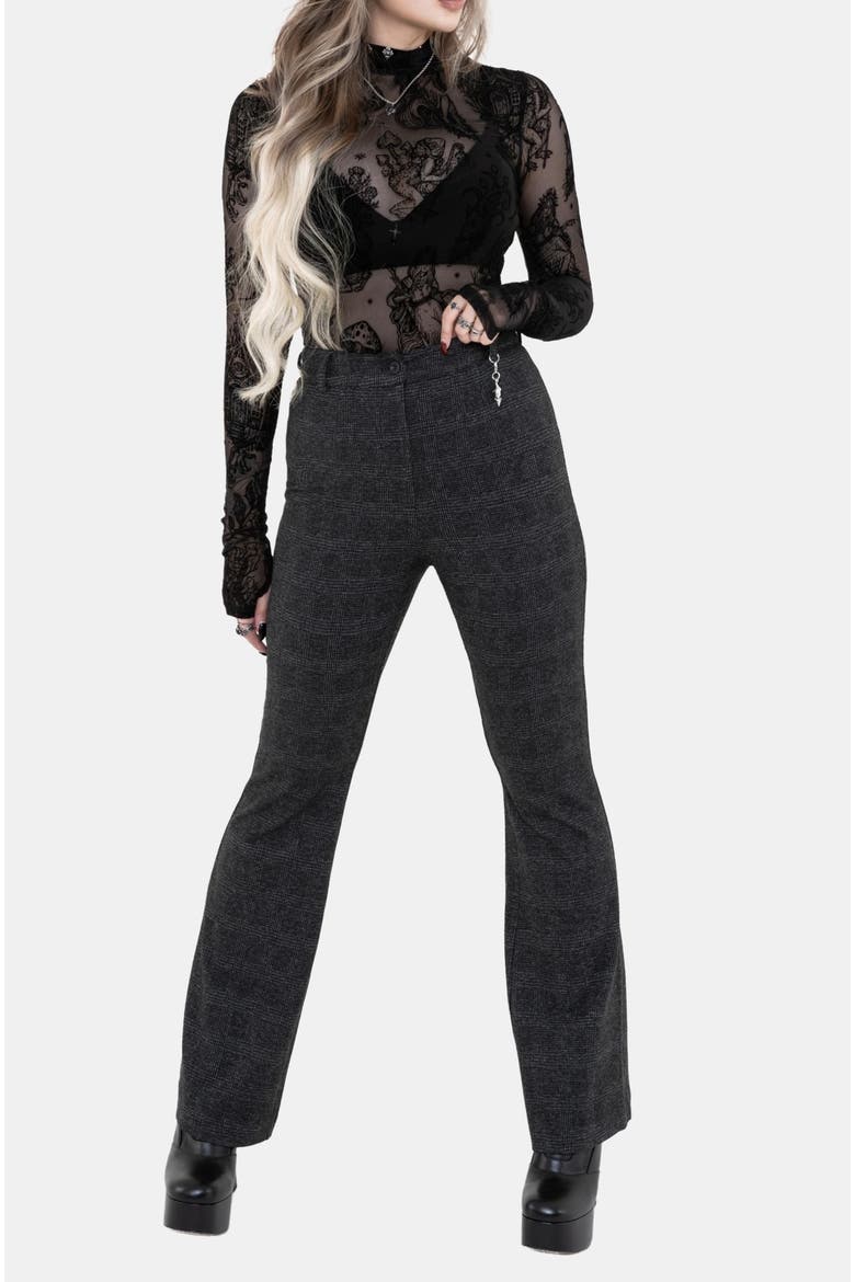 Moura Check Flare Trouser With Charm, Alternate, color, Black