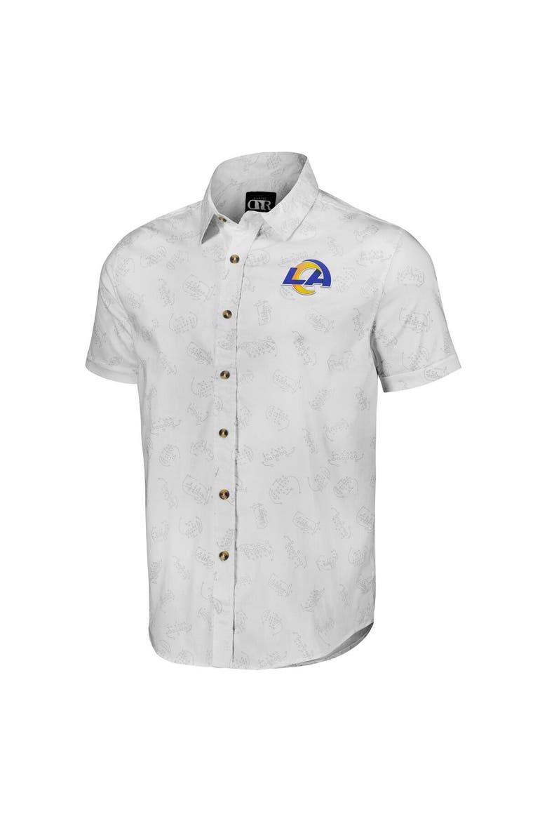 Men's NFL x Darius Rucker Collection by Fanatics White Los Angeles Rams Woven Short Sleeve Button Up Shirt, Alternate, color, White