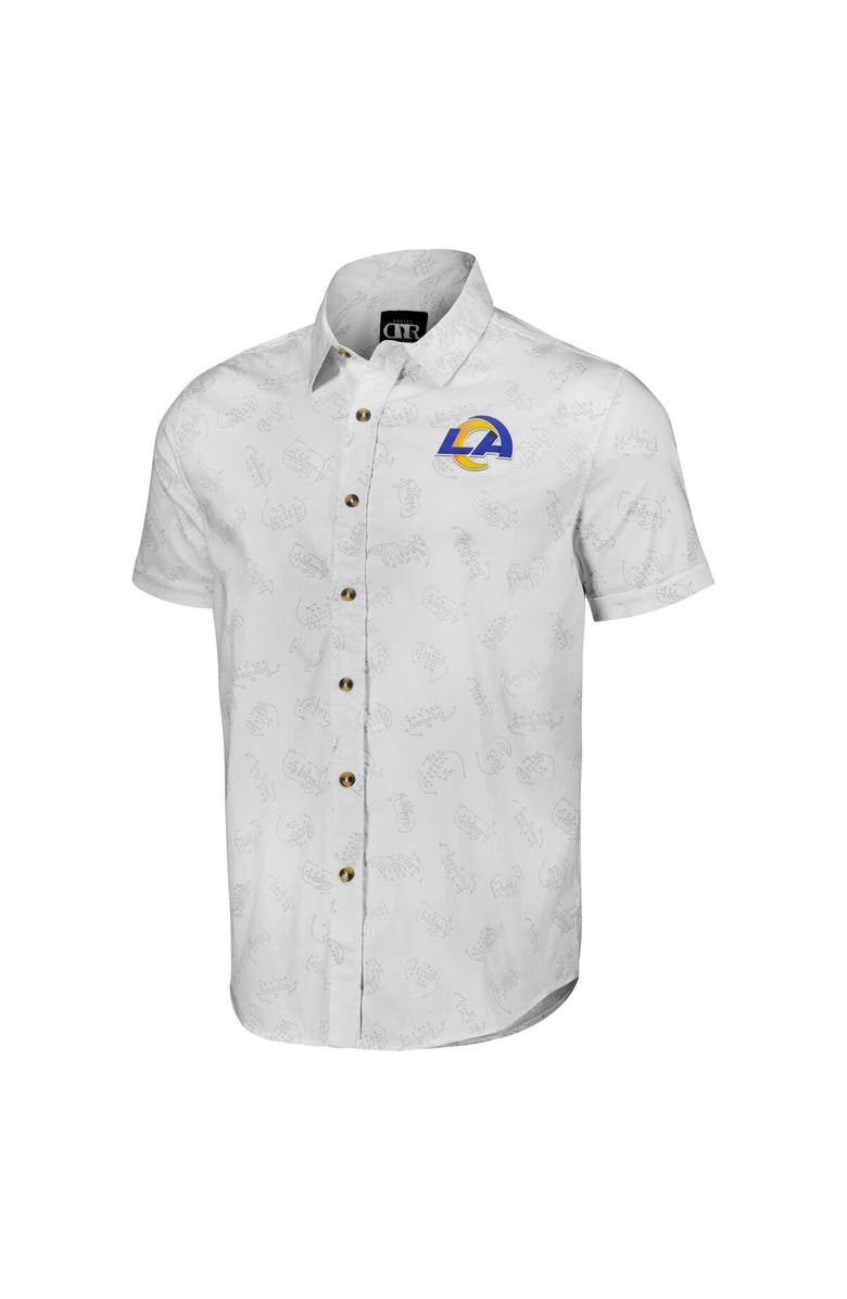 NFL X DARIUS RUCKER Men's NFL x Darius Rucker Collection by Fanatics White Los Angeles Rams Woven Short Sleeve Button Up Shirt, Alternate, color, White