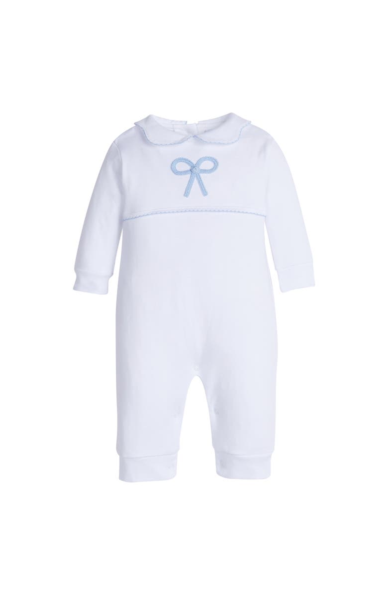 Little English Kids' Crochet Playsuit, Main, color, Blue Bow
