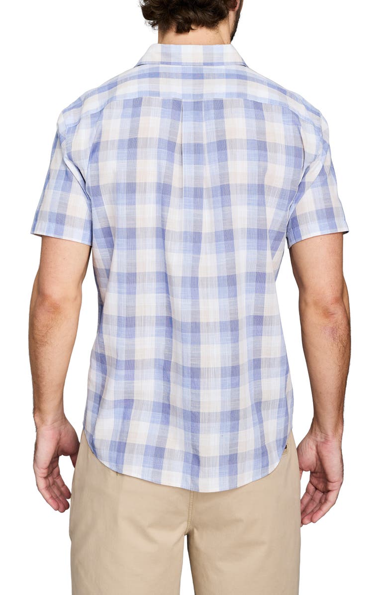 Billy Reid Hutcheson Plaid Short Sleeve Button-Up Shirt, Alternate, color, Blue Multi