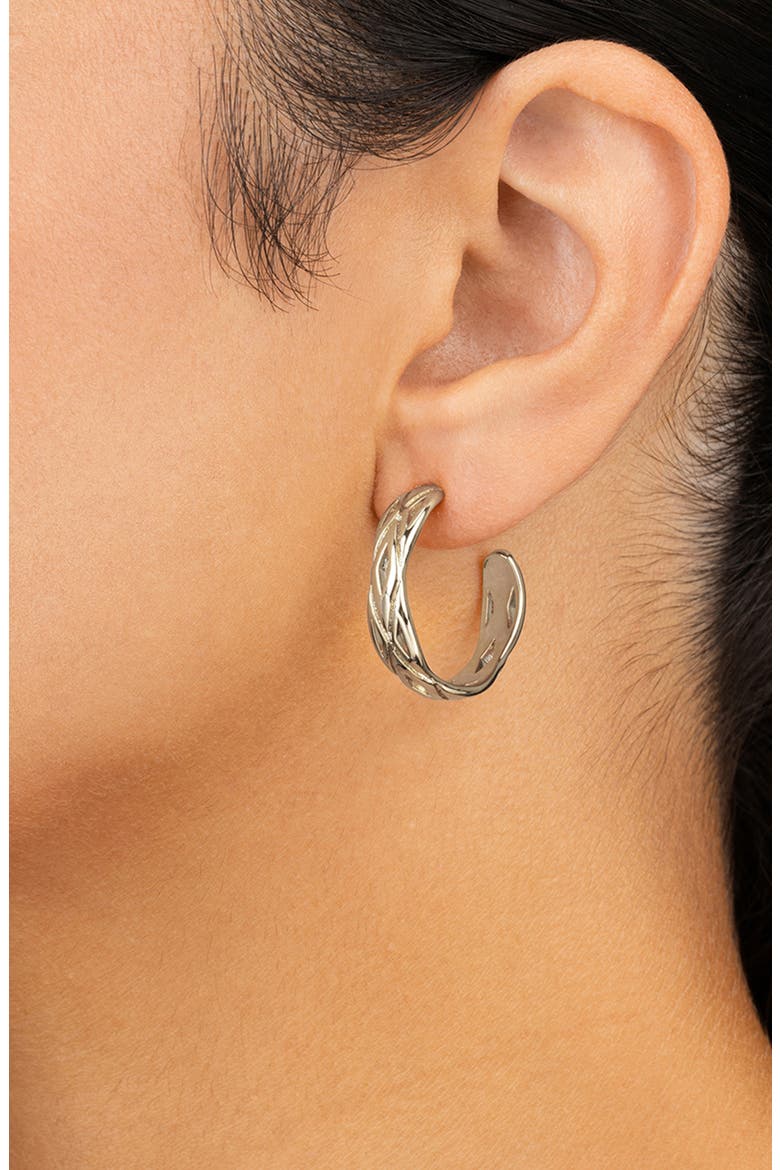 Esmeralda Abstract Hoop Earrings, Alternate, color, SILVER