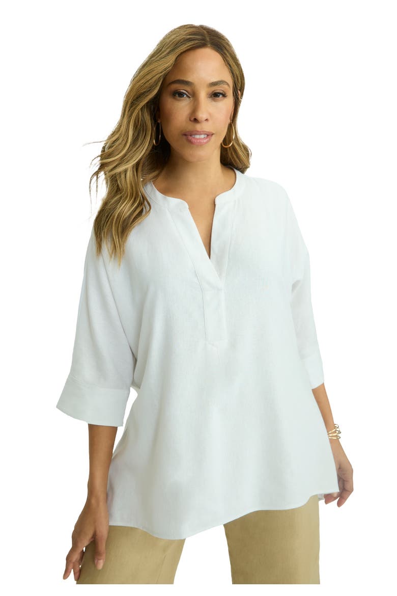 Hi Low Linen Tunic, Main, color, WHITE