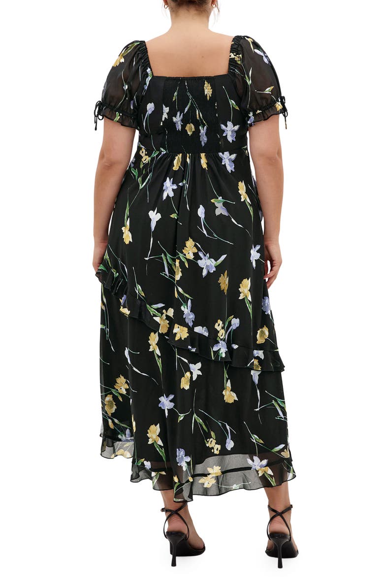 Shayla Floral Print Ruffle Dress, Alternate, color, MIDNIGHT PETALS