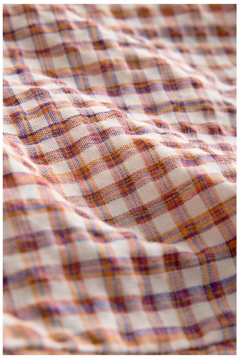 Sleeveless Gingham Cotton Blend Minidress, Alternate, color, BROWN
