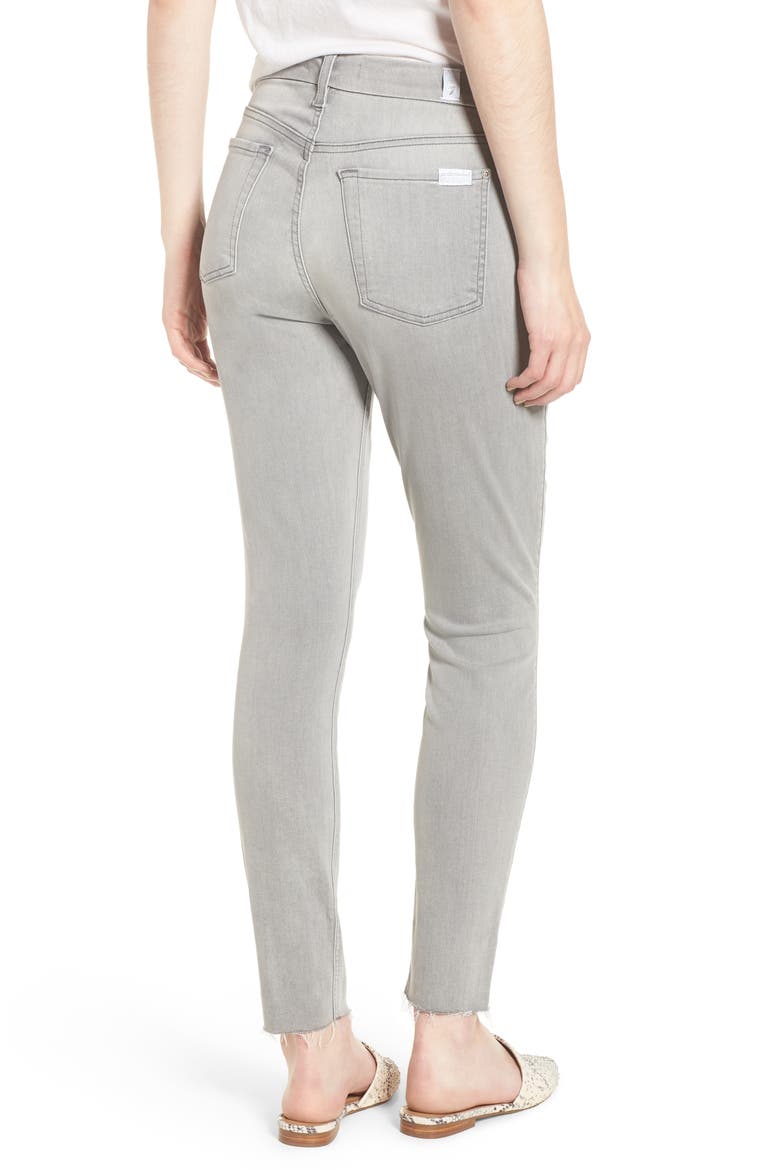 7 For All Mankind® b(air) High Waist Raw Hem Ankle Skinny Jeans, Alternate, color, BAIR PURE SOFT GREY