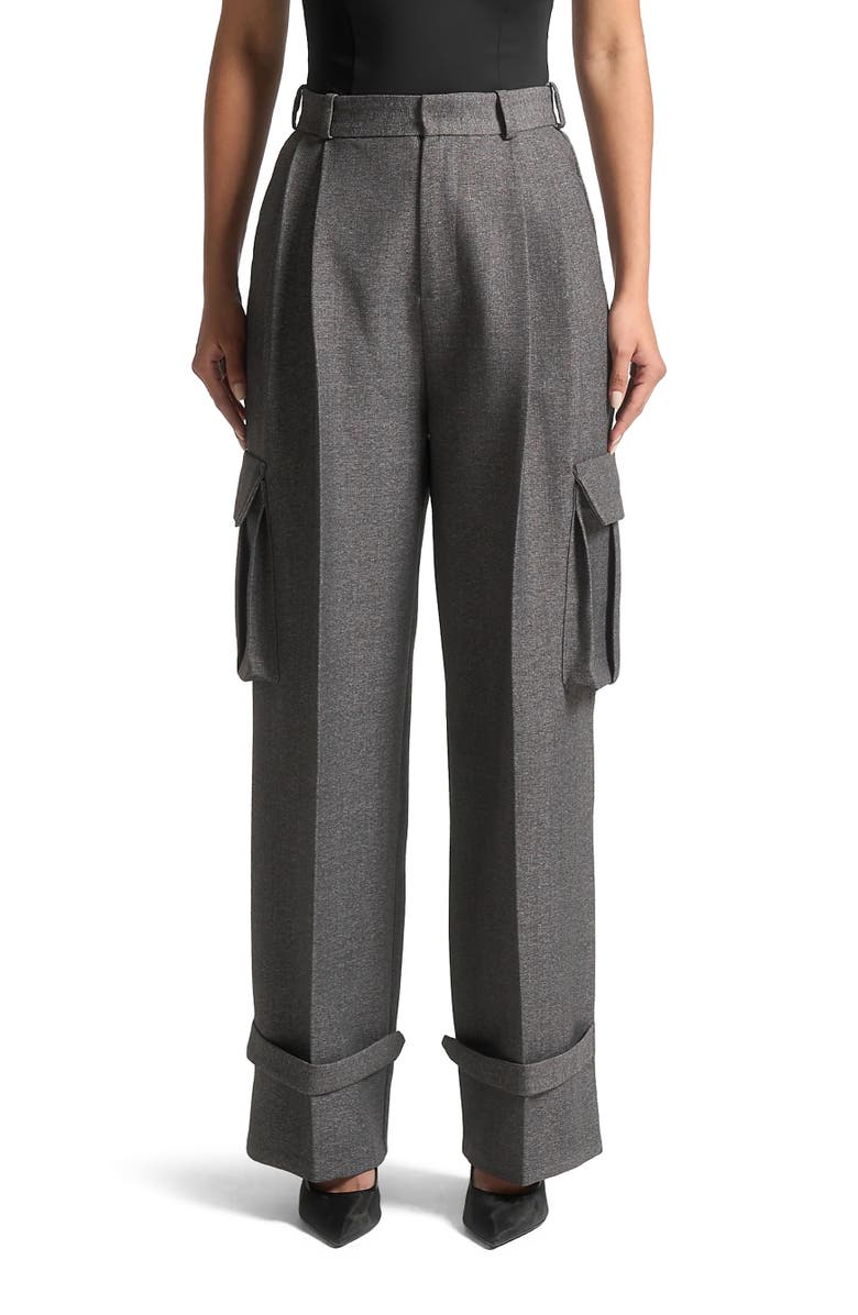 Manière De Voir Danielle Tailored Pleated Cargo Trousers, Alternate, color, Grey Marl
