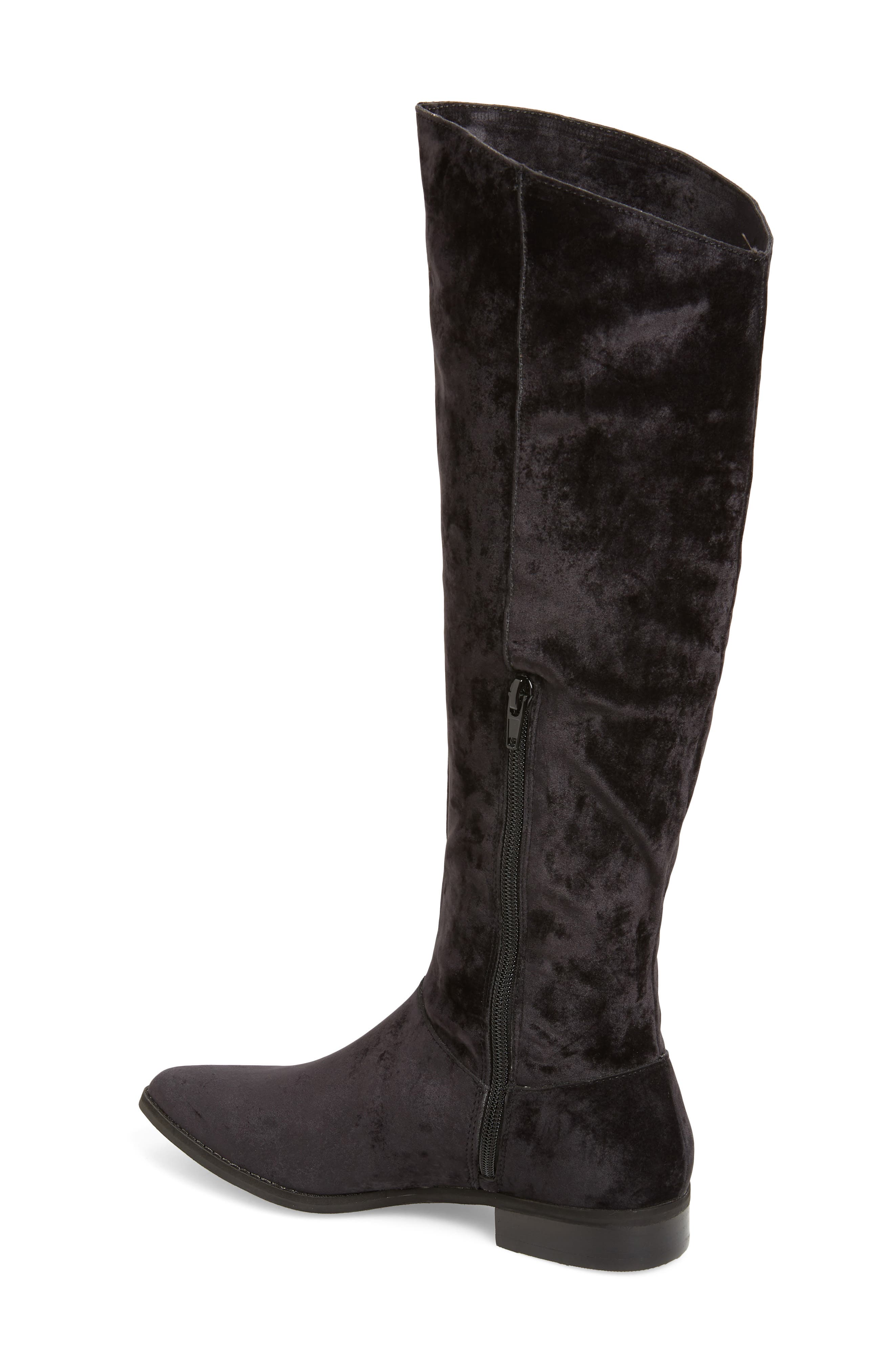 Band of Gypsies Luna Knee High Boot, Alternate, color, BLACK SUEDED VELVET