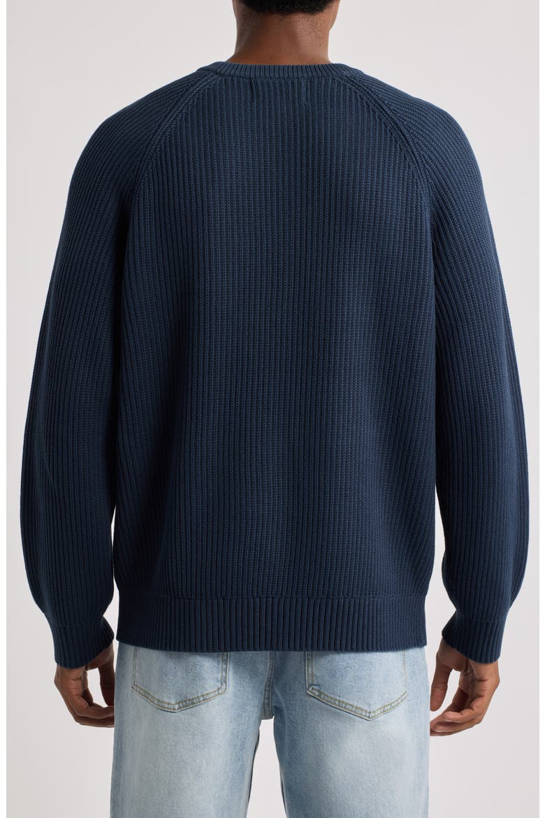 Washed Cotton Rib Crewneck Sweater, Alternate, color, NAVY