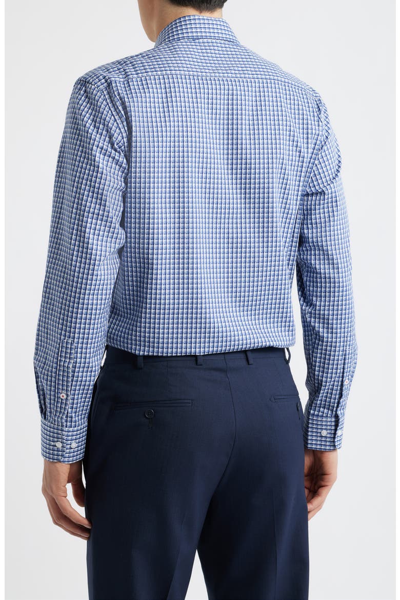 Trim Fit Check Cotton Dress Shirt, Alternate, color, BLUE