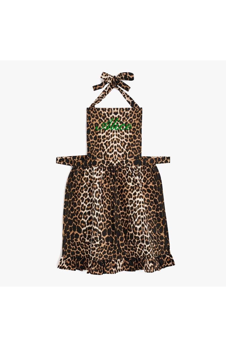 Mrs. Alice Frilled Leopard Apron, Alternate, color, Brown