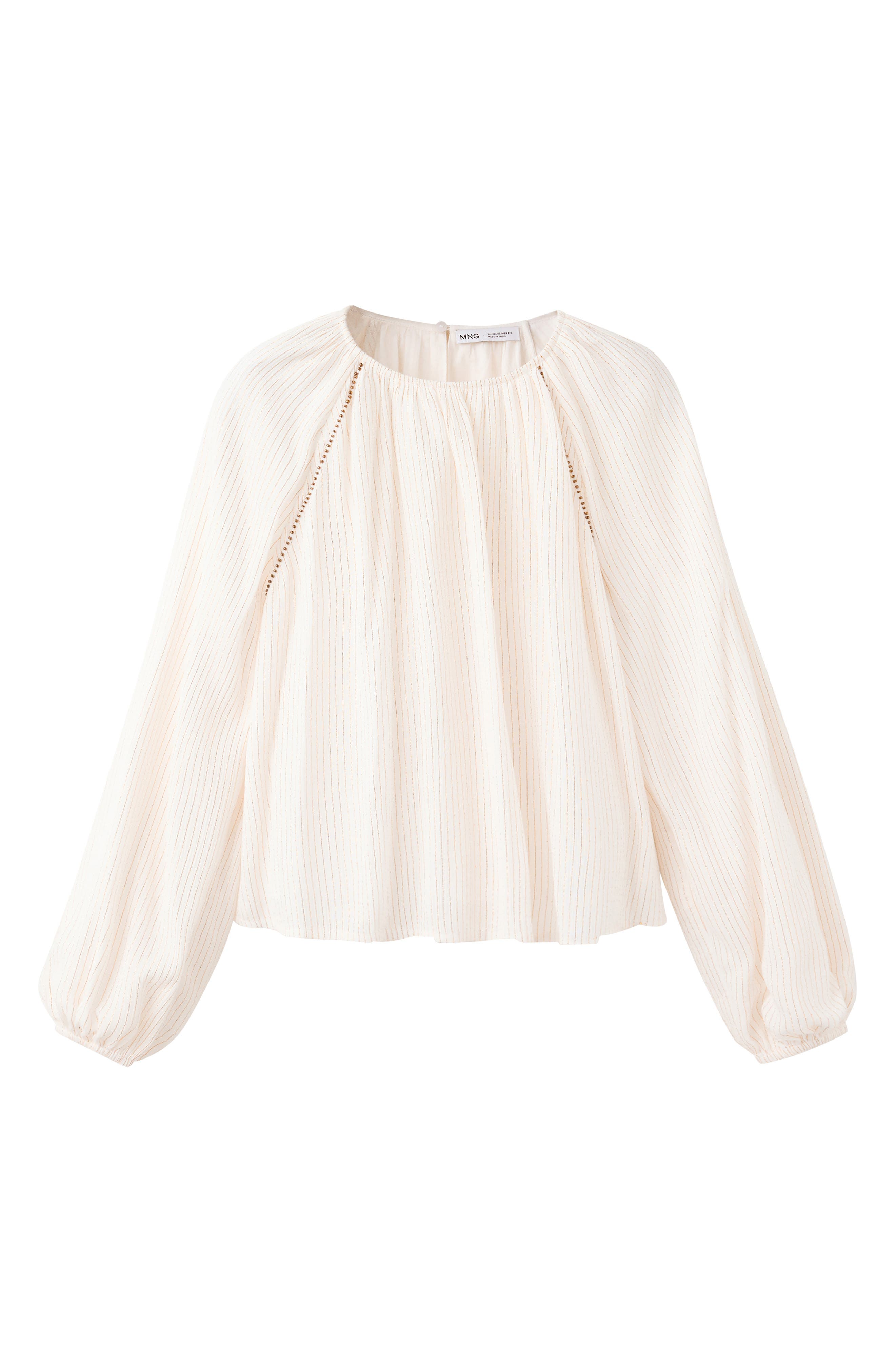 MANGO TEEN Metallic Striped Long Sleeve Top (Women) | Nordstrom