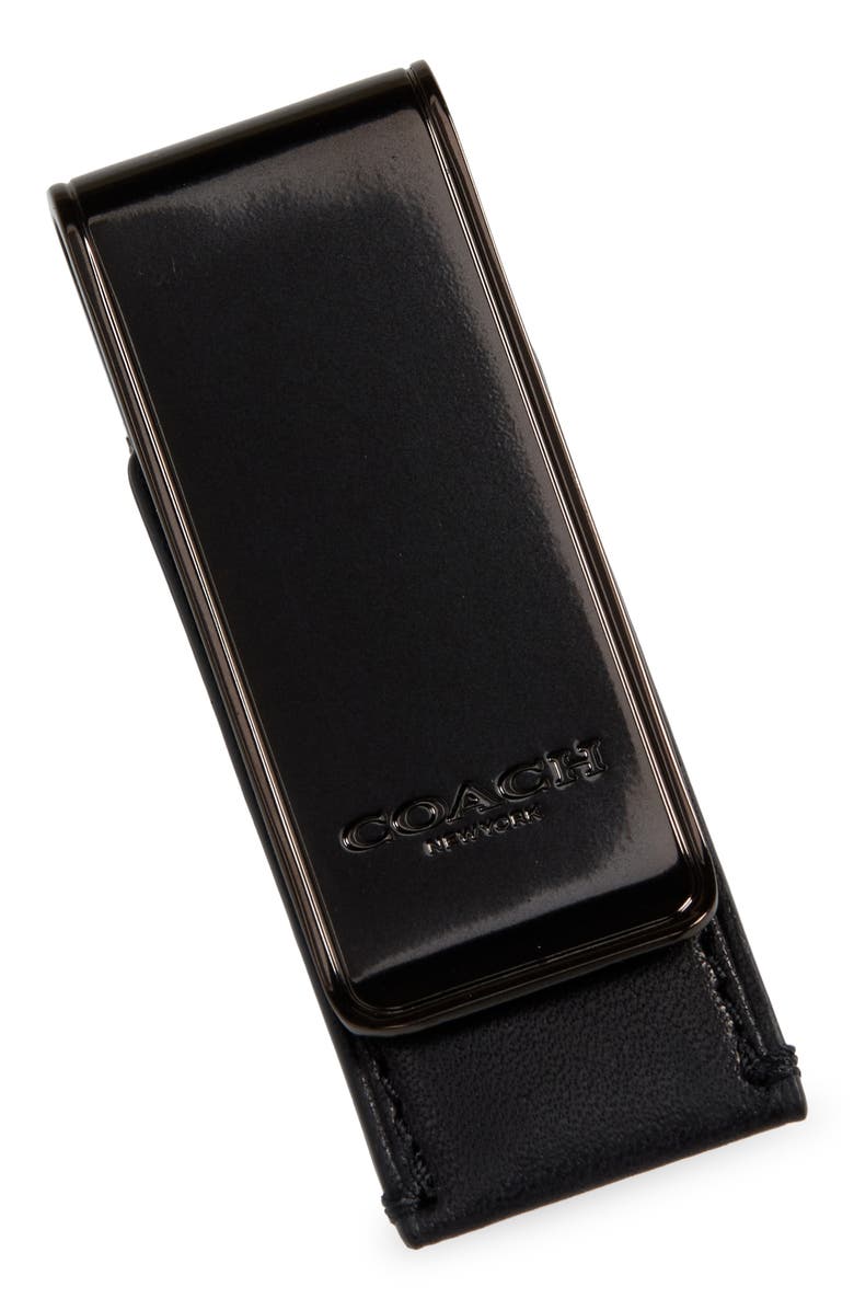 COACH Leather Money Clip, Main, color, 