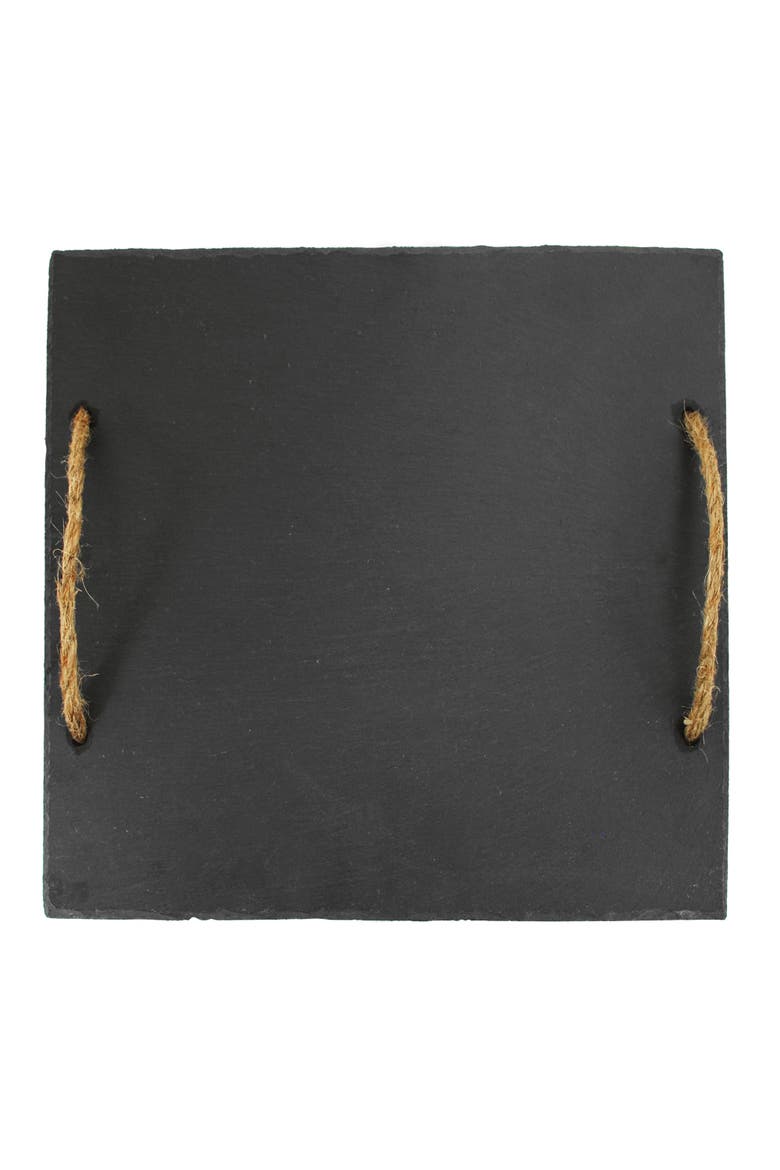 Slate Cheese Board with Rope Handles, Alternate, color, Black