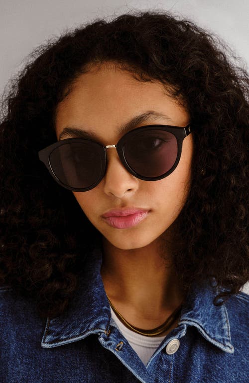 Le Specs Influx Gold-bridge Round Sunglasses In Black/smoke Mono