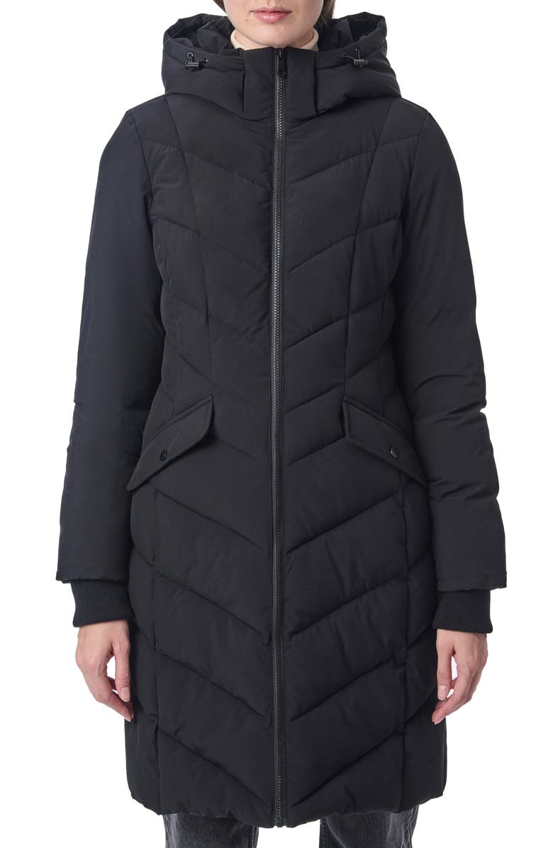 Bernardo Hooded Walker Coat, Main, color, Black