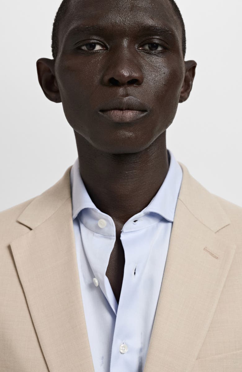 MANGO Milan Slim Fit Linen Blazer, Alternate, color, Beige