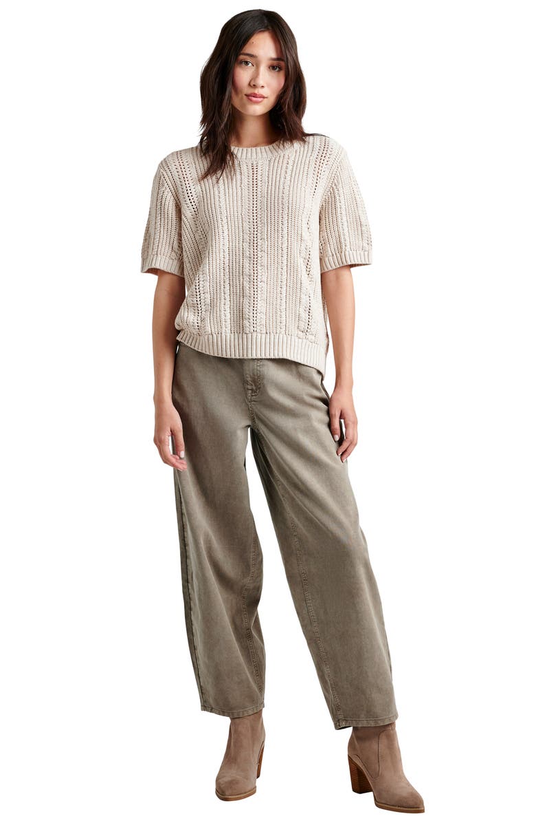 Splendid Lizzie Short Sleeve Cotton Blend Sweater, Alternate, color, Pale Oak Heather
