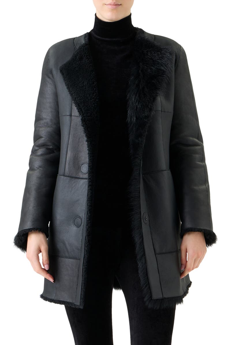 Akris punto Genuine Shearling Coat, Alternate, color, Black