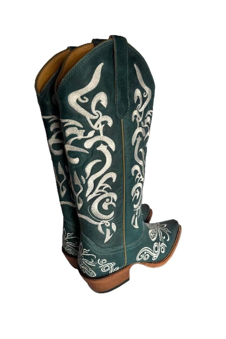 Malibu Beach Women's Premium Western Leather Boots Calypso, Alternate, color, Blue