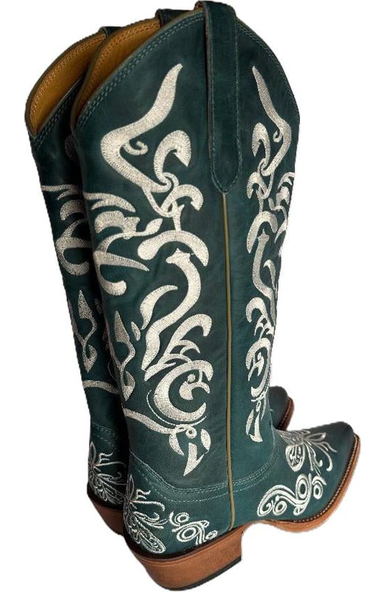 Malibu Beach Women's Premium Western Leather Boots Calypso, Alternate, color, Blue