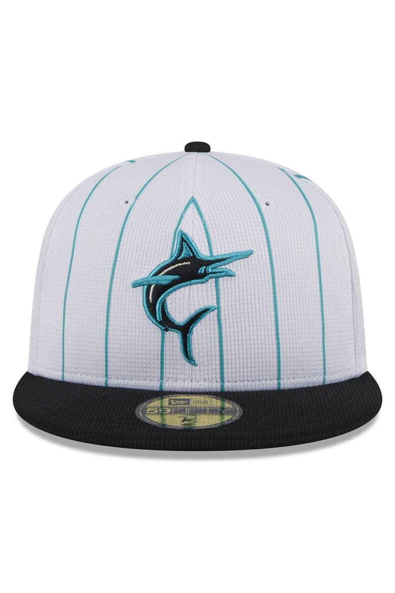 Men's New Era  White Miami Marlins 2024 Batting Practice 59FIFTY Fitted Hat, Alternate, color, White