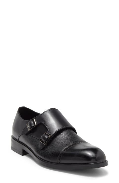 Watson Double Monk Cap Toe Leather Shoe (Men)