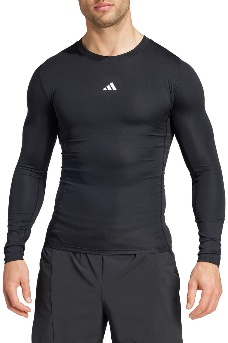 Techfit AEROREADY Long Sleeve Training T-Shirt, Main, color, BLACK