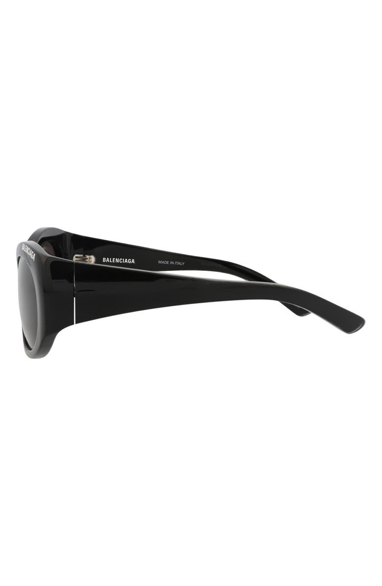 Balenciaga 57mm Round Sunglasses, Alternate, color, Black Black Grey
