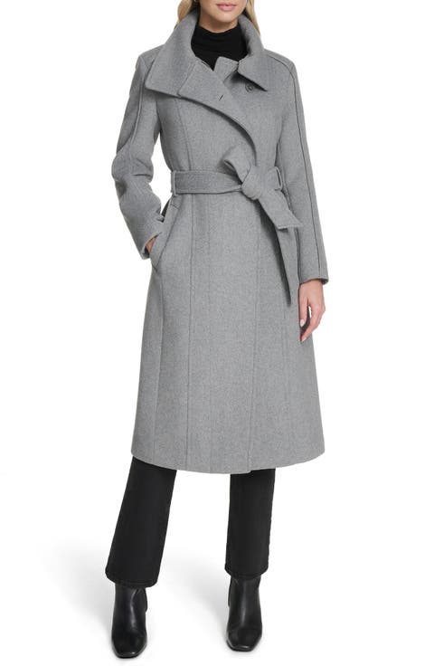 Slick Asymmetric Zip Wool Blend Coat