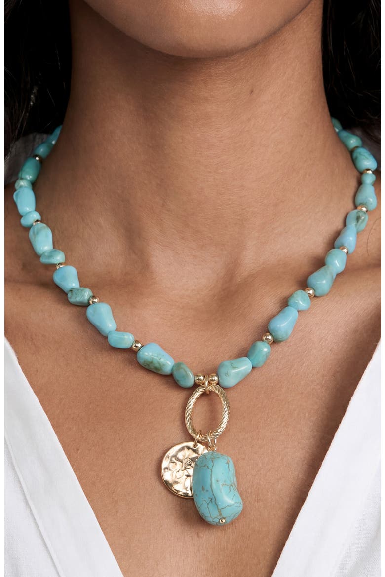 Reconstituted Turquoise Beaded Pendant Necklace, Alternate, color, TURQUOISE