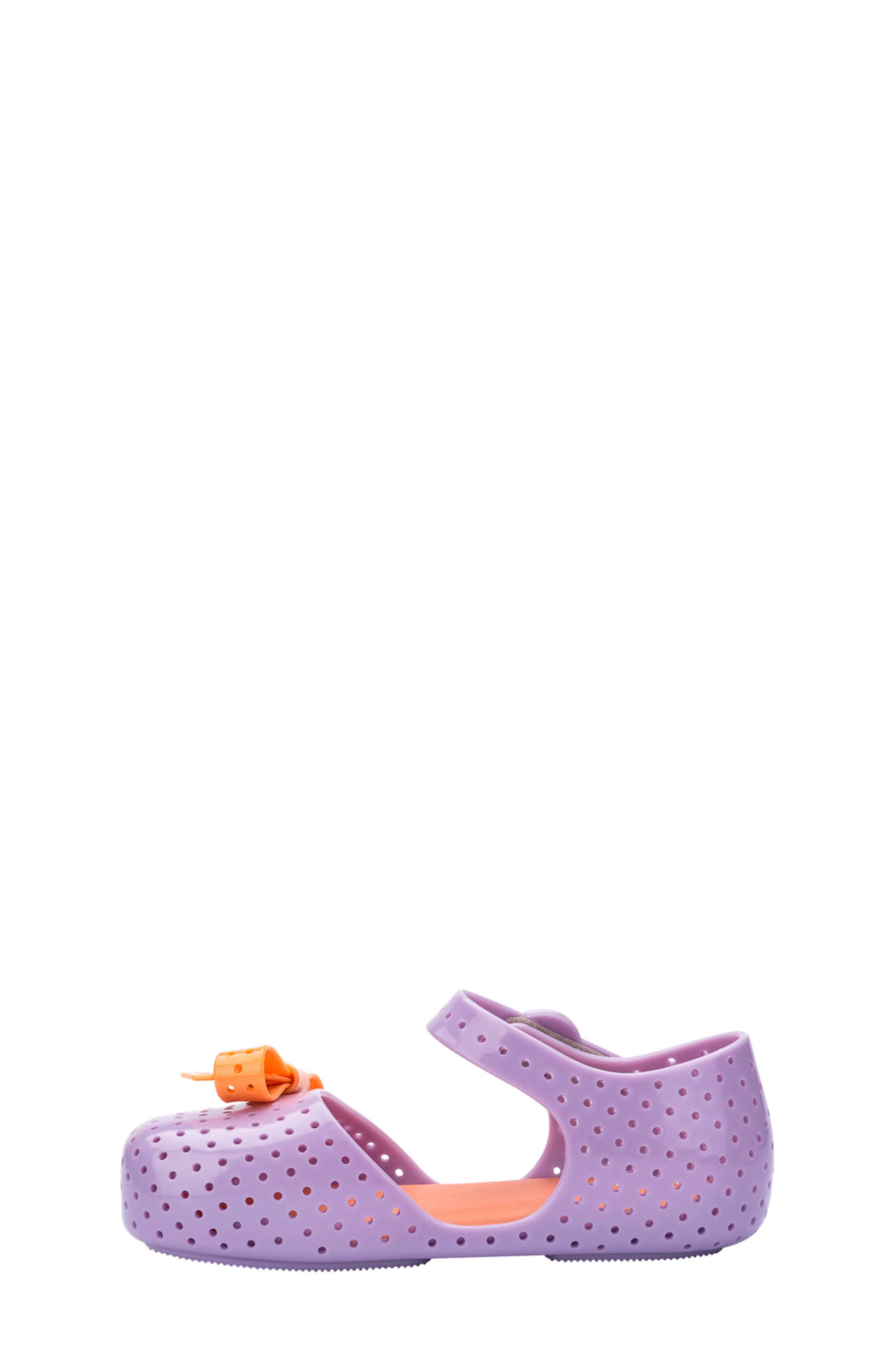Mini Melissa Kids' Furadinha Mary Jane Flat, Alternate, color, Lilac/ Orange