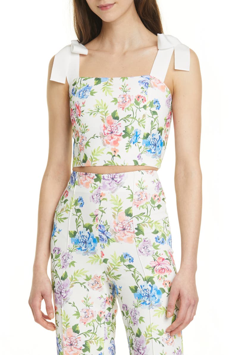 Alice + Olivia Nika Floral Fitted Crop Top, Main, color,