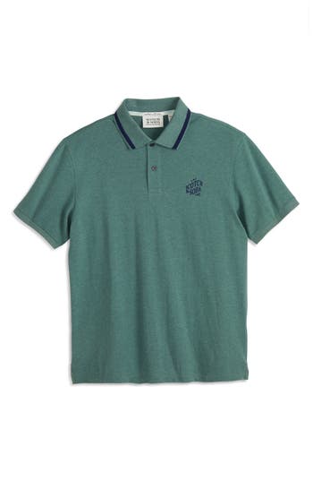Scotch & Soda Embroidered Logo Piqué Polo In Green