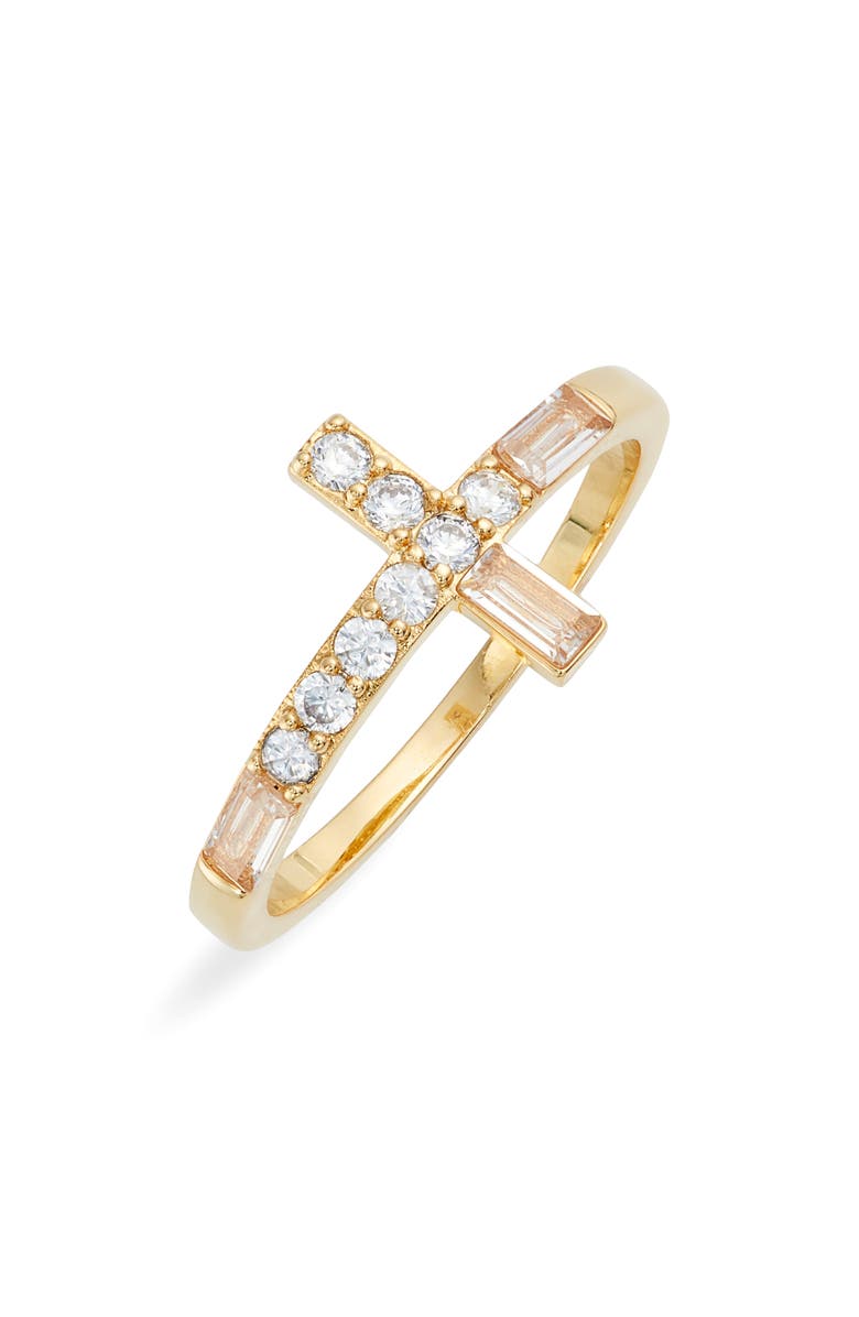 Nordstrom Cubic Zirconia Cross Ring, Main, color, 