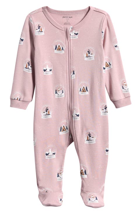 Snow Globe Organic Cotton Fitted Footie Pajamas (Baby)