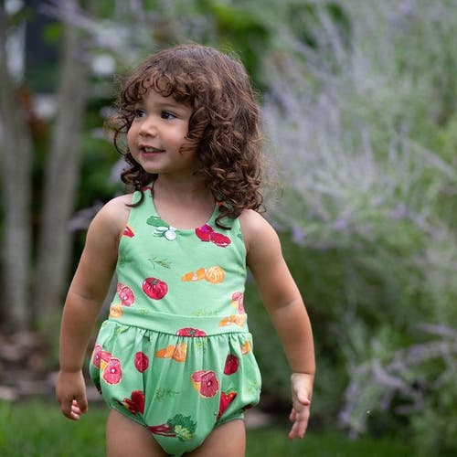 Worthy Threads Cross Back Bubble Romper In Greens Market