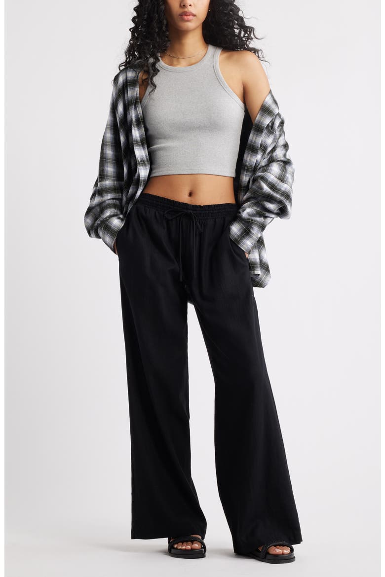 Linen Blend Beach Pants, Alternate, color, BLACK