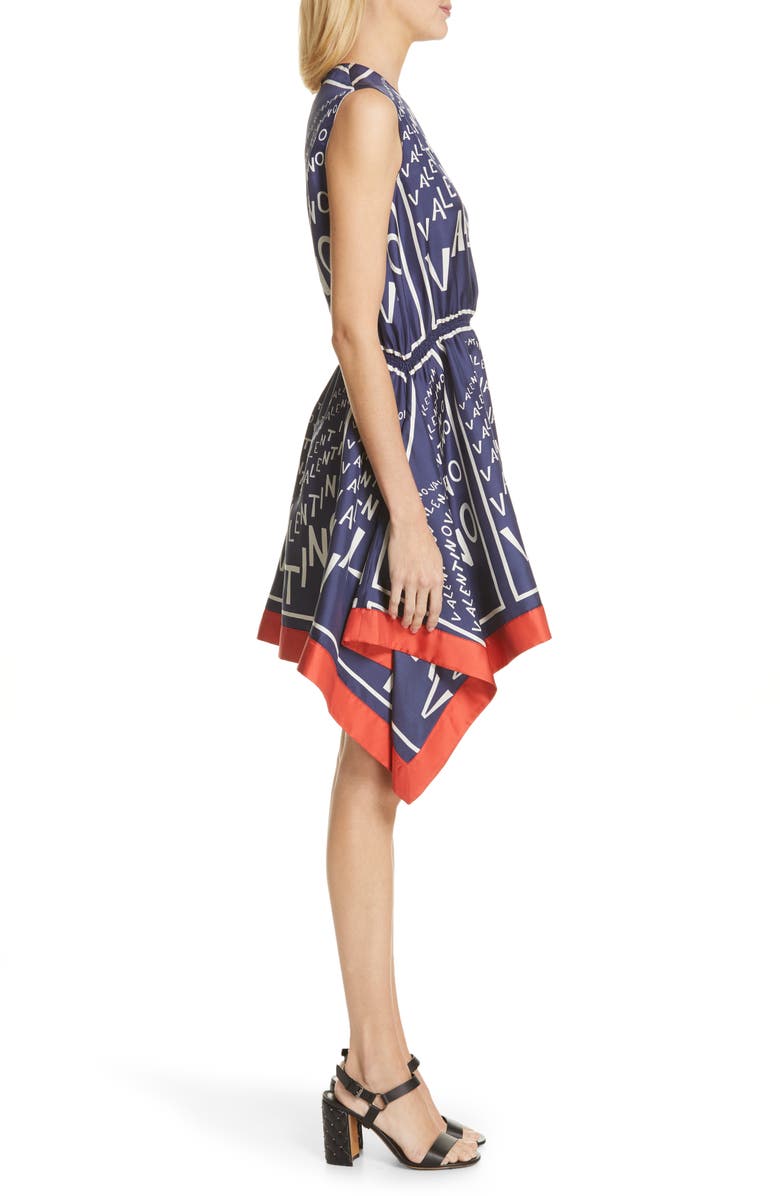 Valentino Puzzle Print Silk Twill Dress, Alternate, color, 