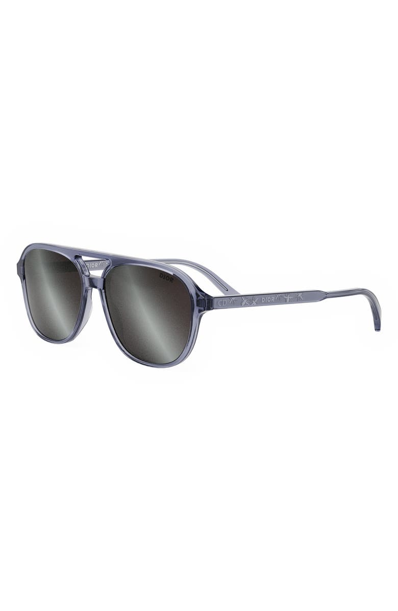 DIOR InDior N1I 57mm Navigator Sunglasses, Alternate, color, Shiny Light Blue / Smoke