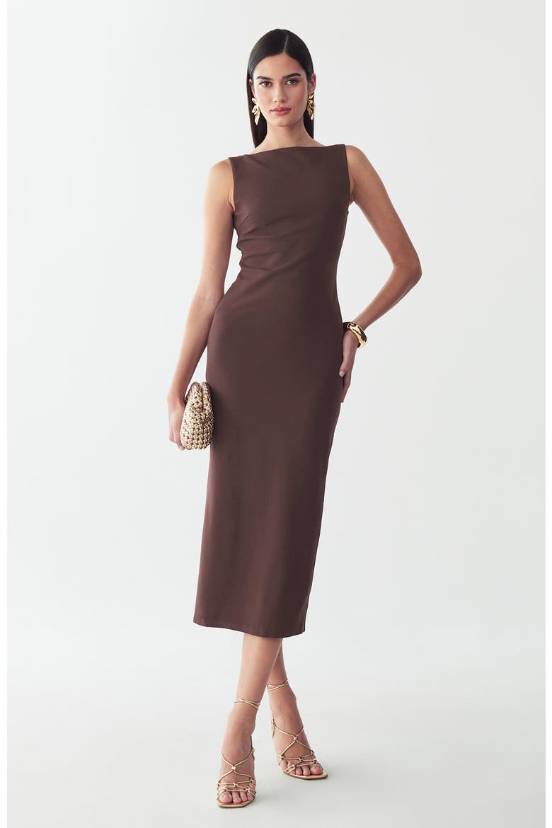 Shian Midi Dress, Main, color, Chocolate