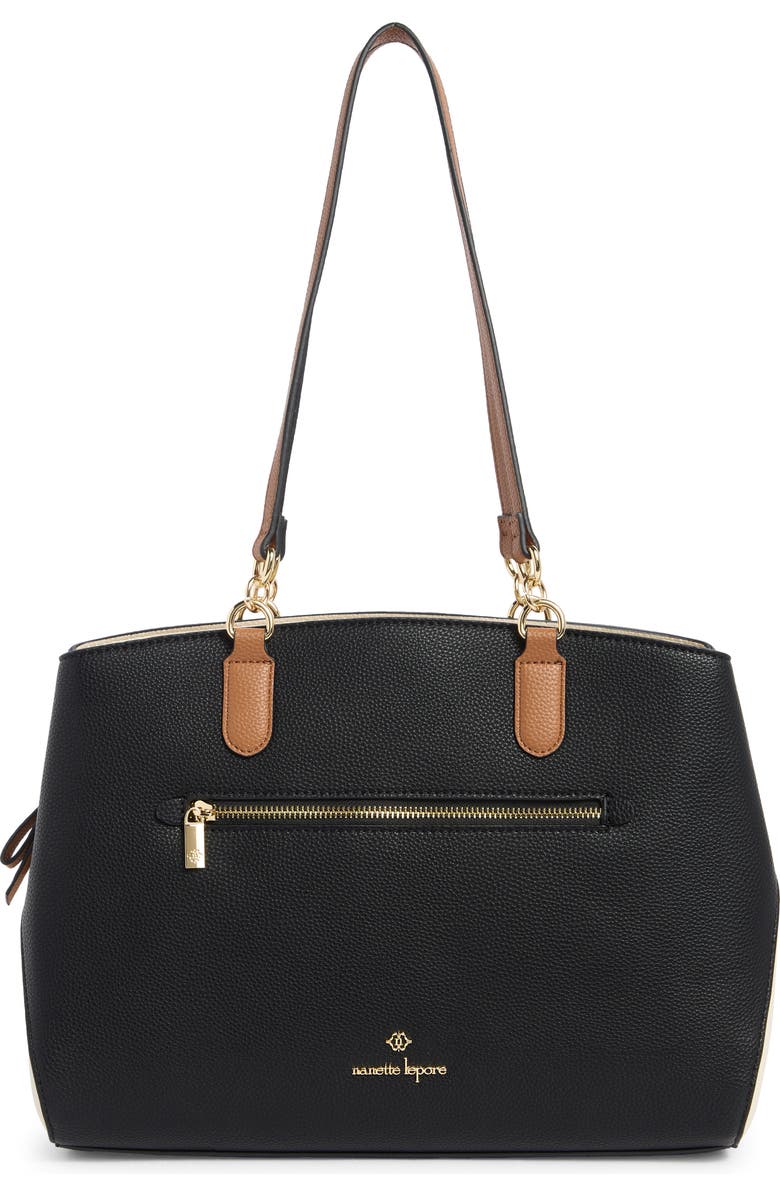 Nanette Lepore Triple Section Shoulder Bag, Main, color, Black - Vanilla - Hazelnut